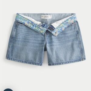 Hollister Light Blue Jean Shorts with Patterned Waistband